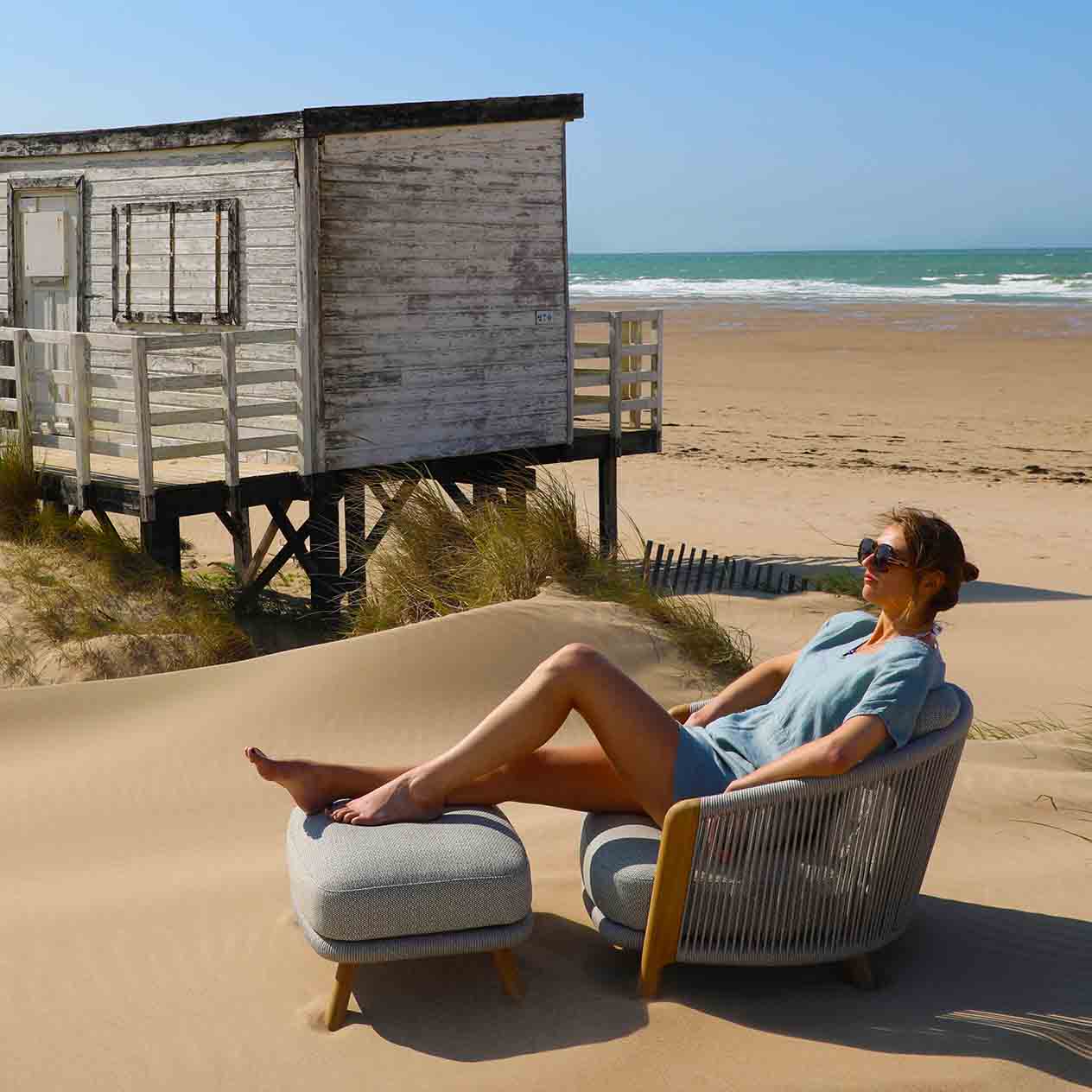Milano Outdoor Teak and Rope Balcony Setting - Image 5