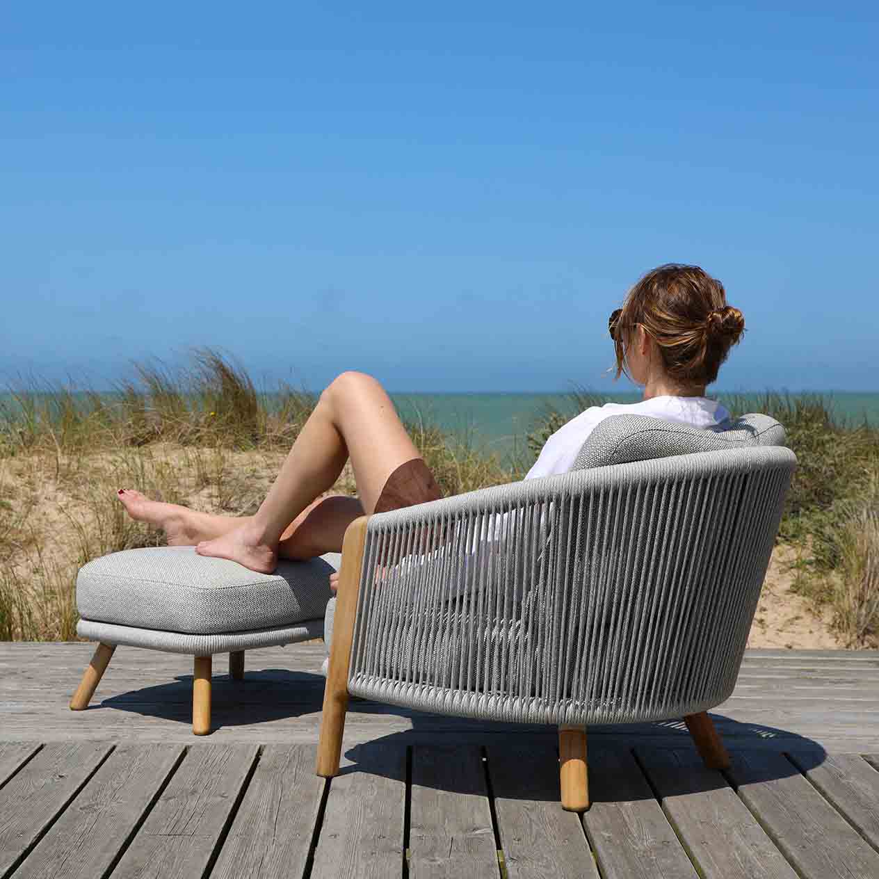 Milano Outdoor Teak and Rope Balcony Setting - Image 6