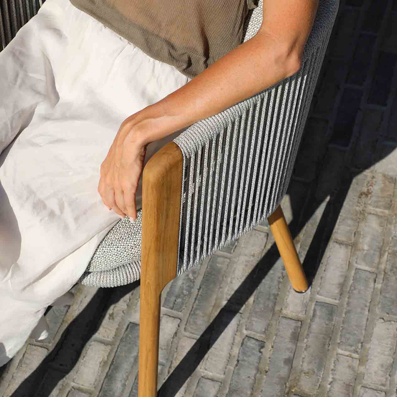 Milano Outdoor Teak and Rope Armchair - Image 15