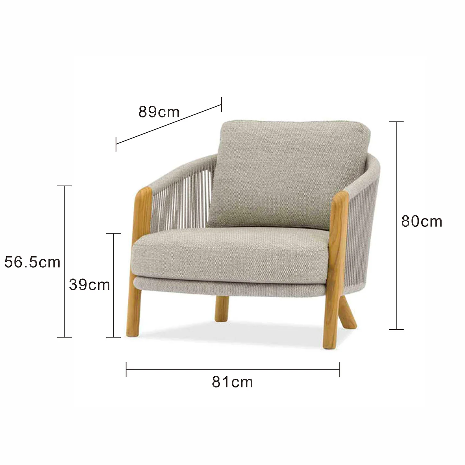 Milano Outdoor Teak and Rope Armchair - Image 16