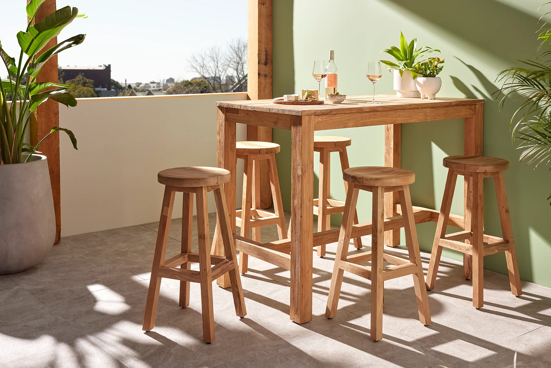 Miles Outdoor Recycled Teak Bar Table 150 cm - Image 3