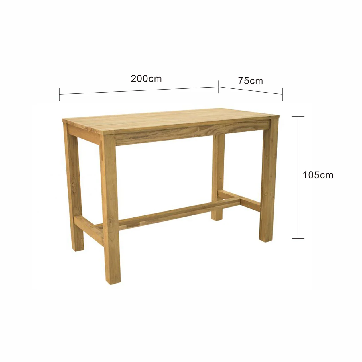 Miles Outdoor Recycled Teak Bar Table 200 cm - Image 6