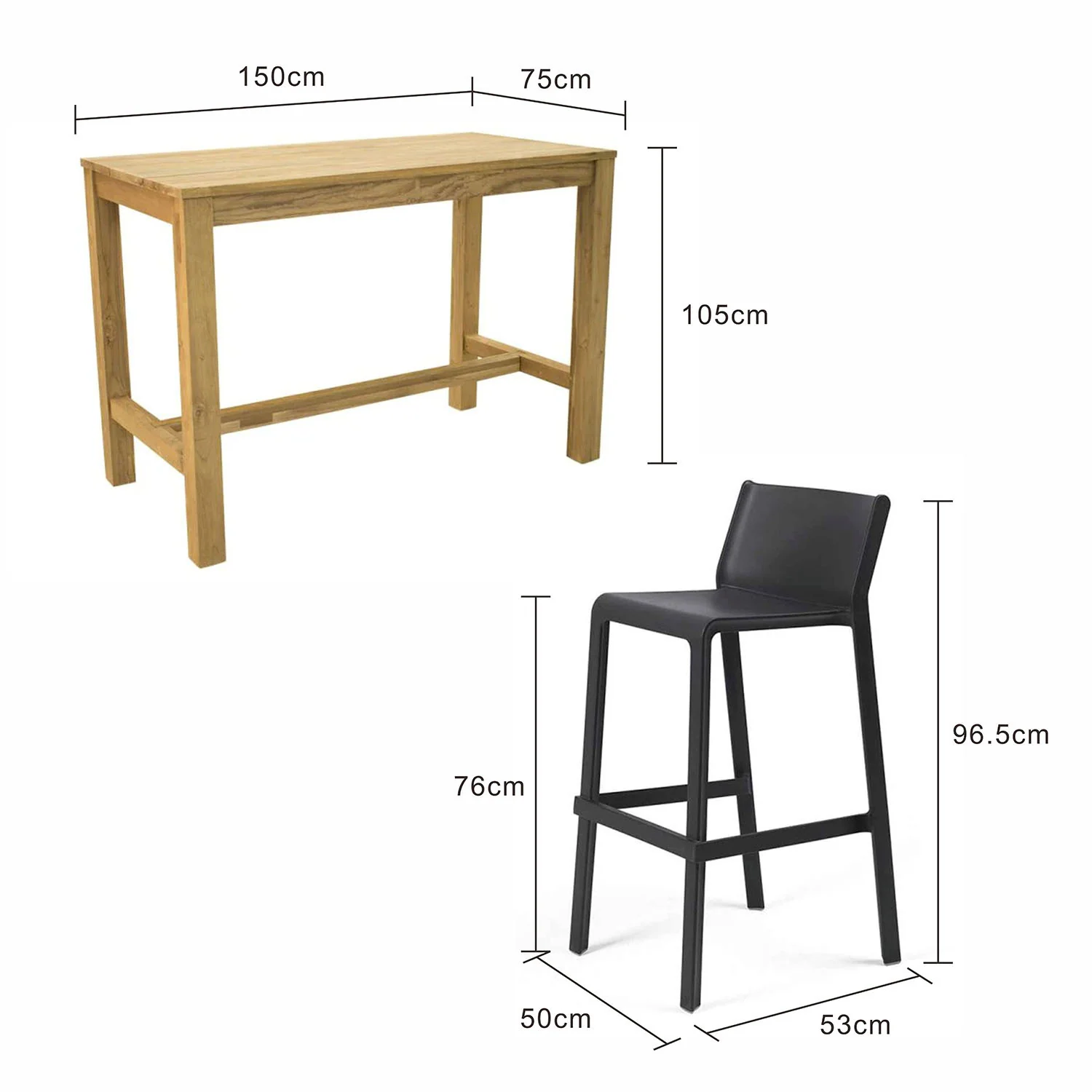 Miles Table Trill Stool Outdoor Bar Setting - Image 4