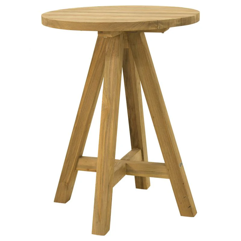 Milo Outdoor Recycled Teak Round Bar Table 80 cm - Image 2