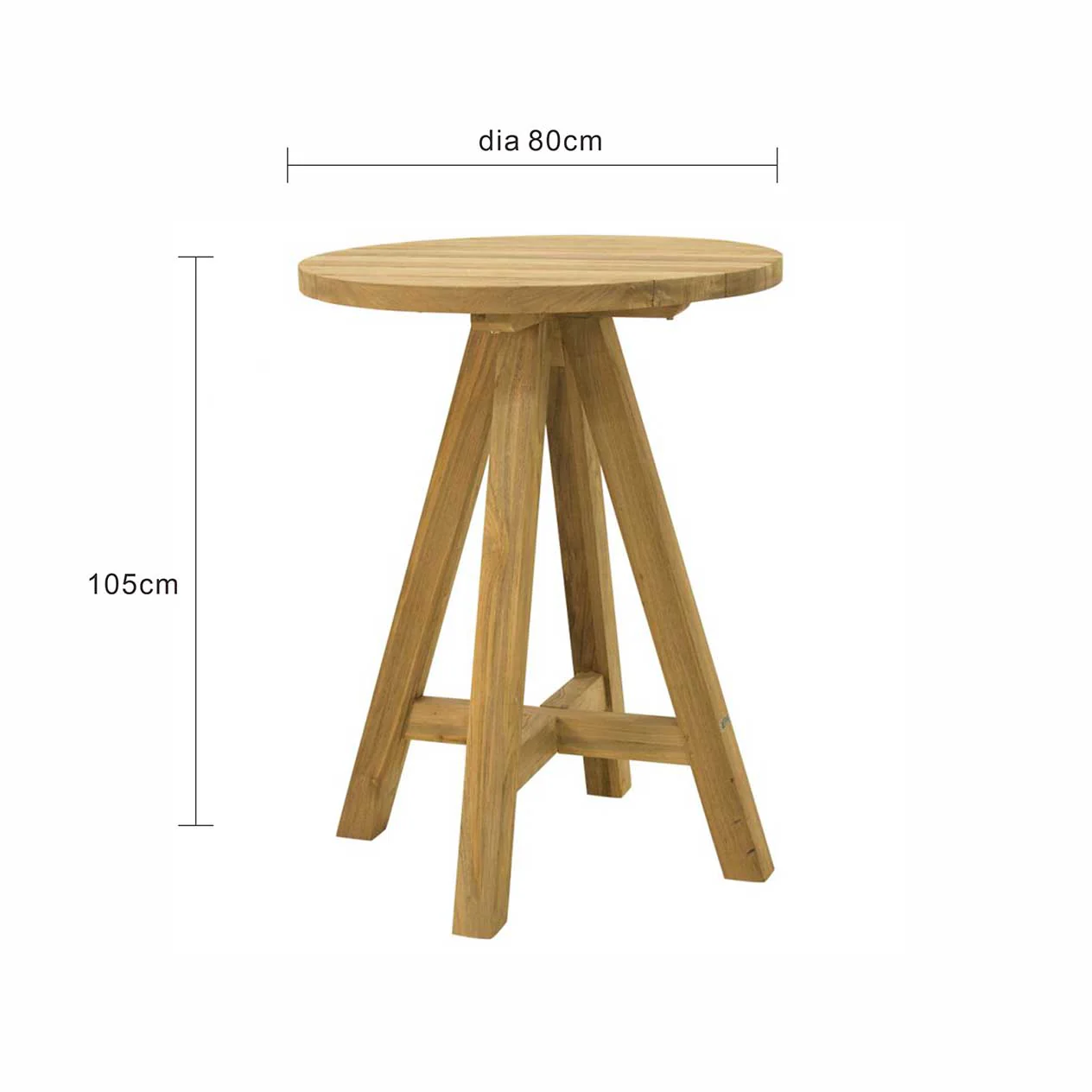 Milo Outdoor Recycled Teak Round Bar Table 80 cm - Image 3