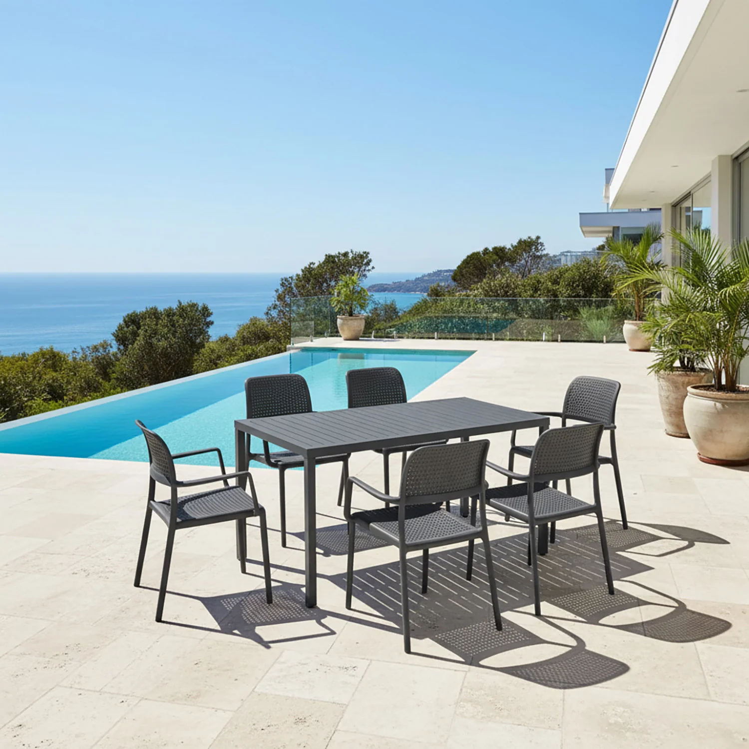 Nardi Cube 140 cm Table Bora Armchair Outdoor Dining Setting - Image 2