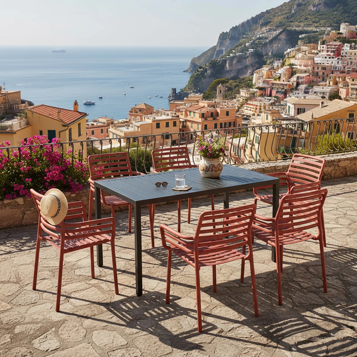 Nardi Cube 140 cm Table Doga Armchair Outdoor Dining Setting - Image 2