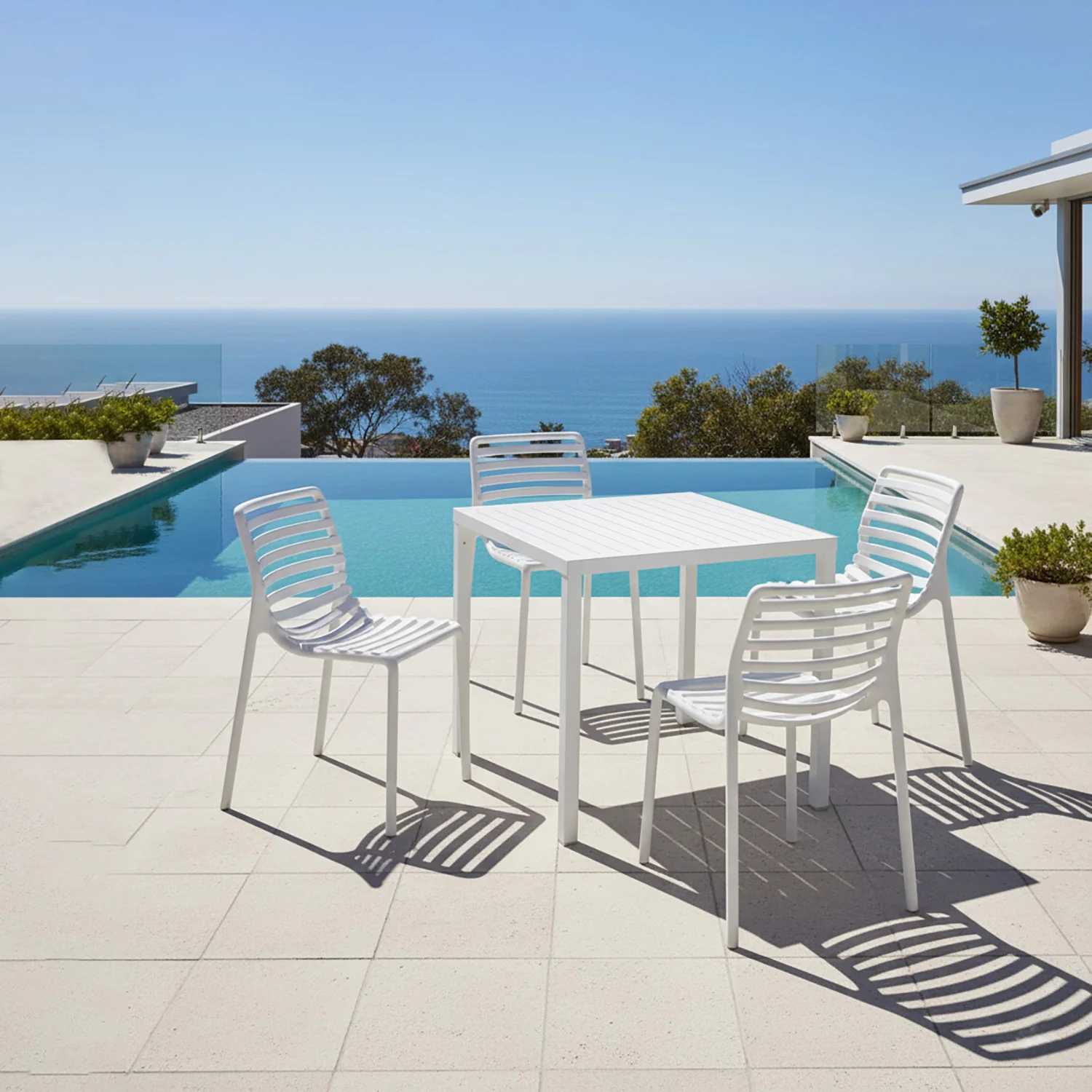Nardi Cube 80 cm Table Doga Armless Outdoor Dining Setting - Image 2