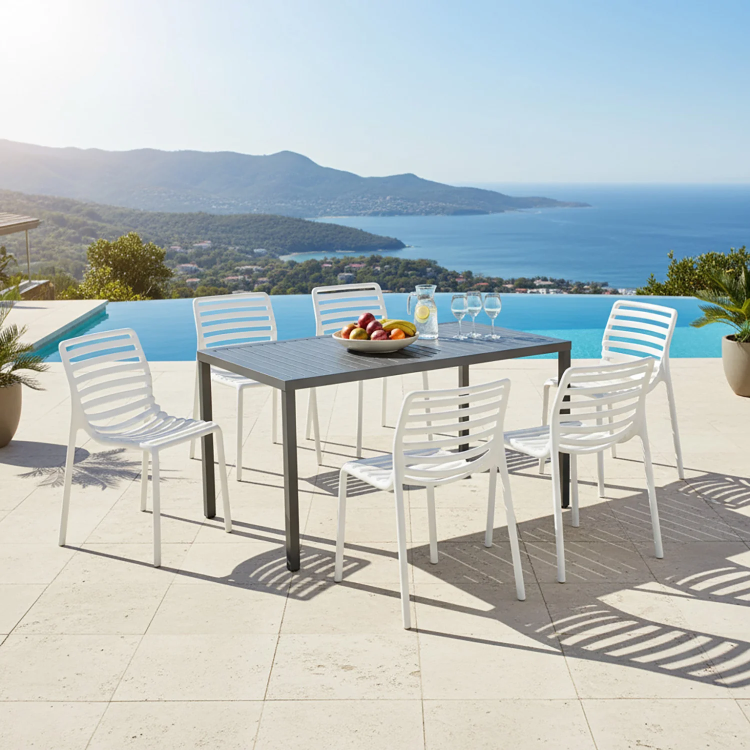 Nardi Cube 140 cm Table Doga Armless Outdoor Dining Setting - Image 2