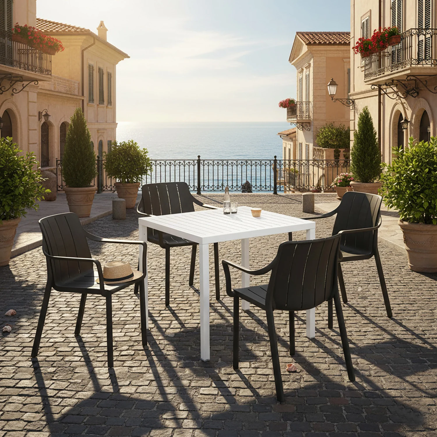 Nardi Cube 80 cm Table Tiberina Armchair Outdoor Dining Setting - Image 2