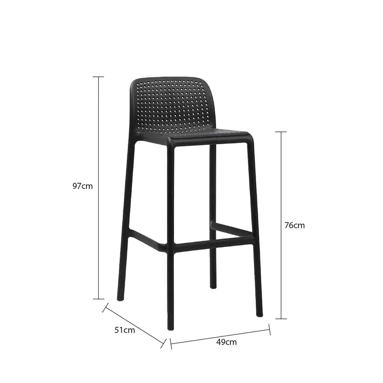 Nardi Lido Outdoor Resin Bar Stool - Image 7