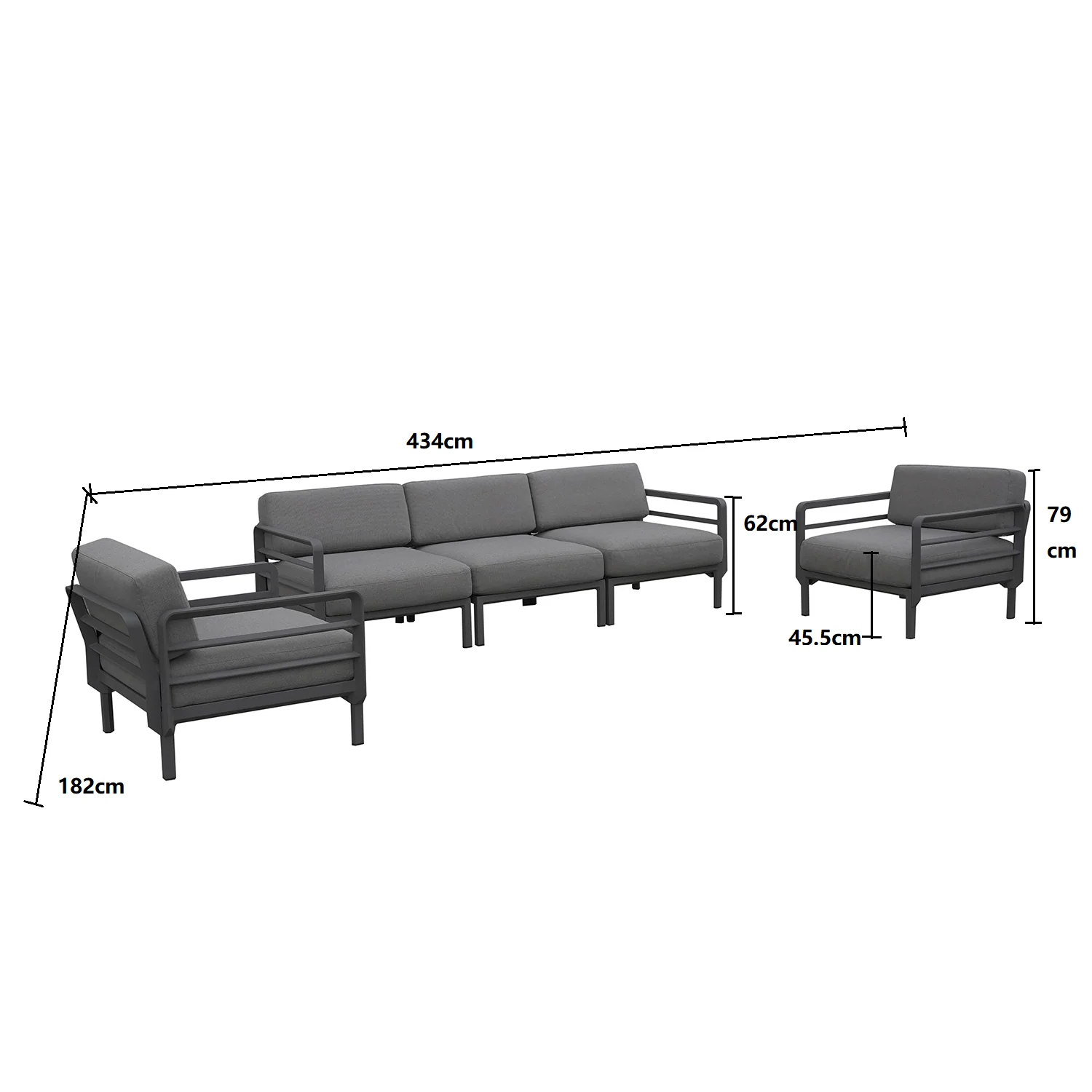 Nardi Maximo 5 Seater Outdoor Sofa Lounge Setting - Image 4