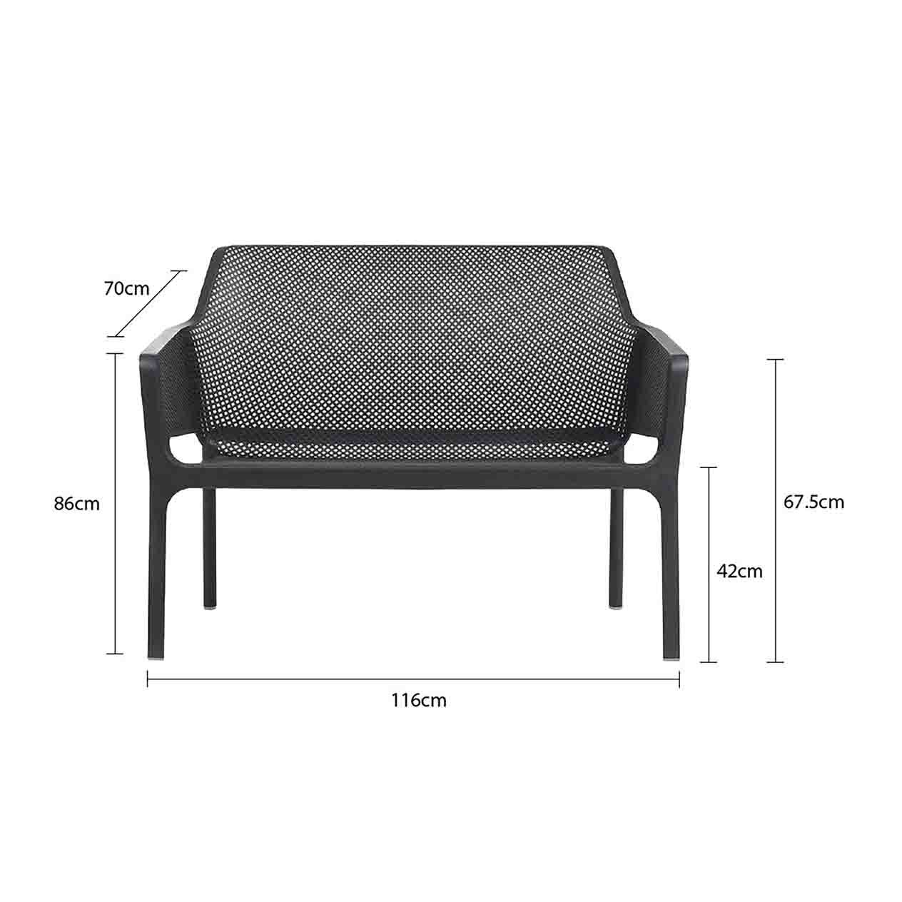 Nardi Net Outdoor Resin Bench 116 cm - Image 14