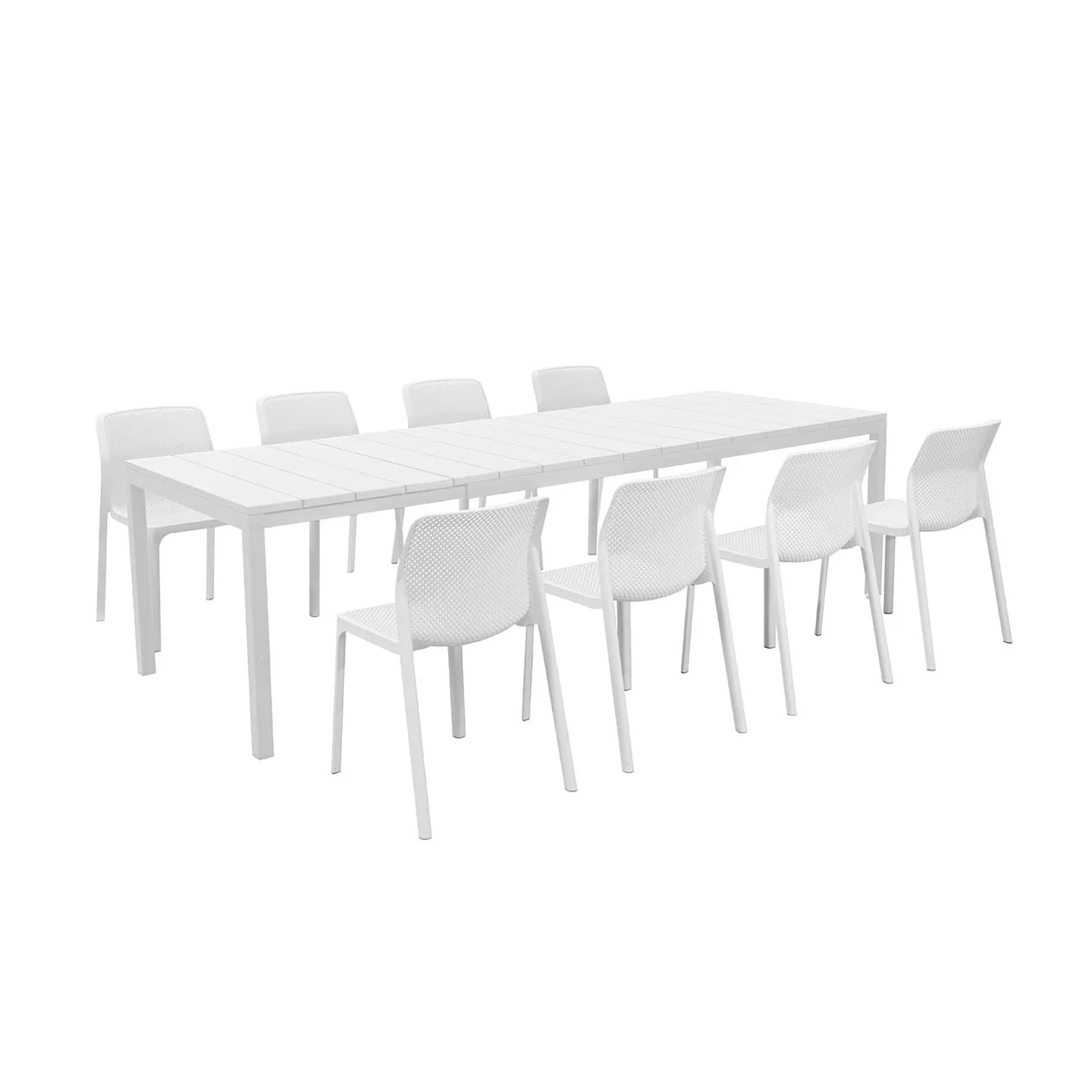 Nardi Rio Aluminium Extension Table with Bit Resin Armless Chair Outdoor Dining Setting - Image 5