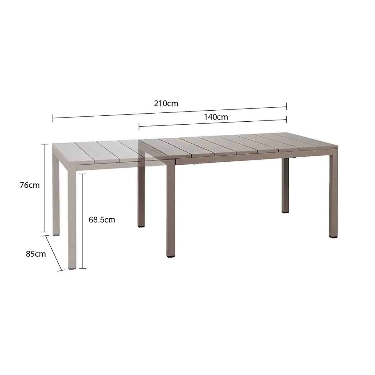 Nardi Rio Outdoor Aluminium Extension Dining Table 140/210 cm - Image 7
