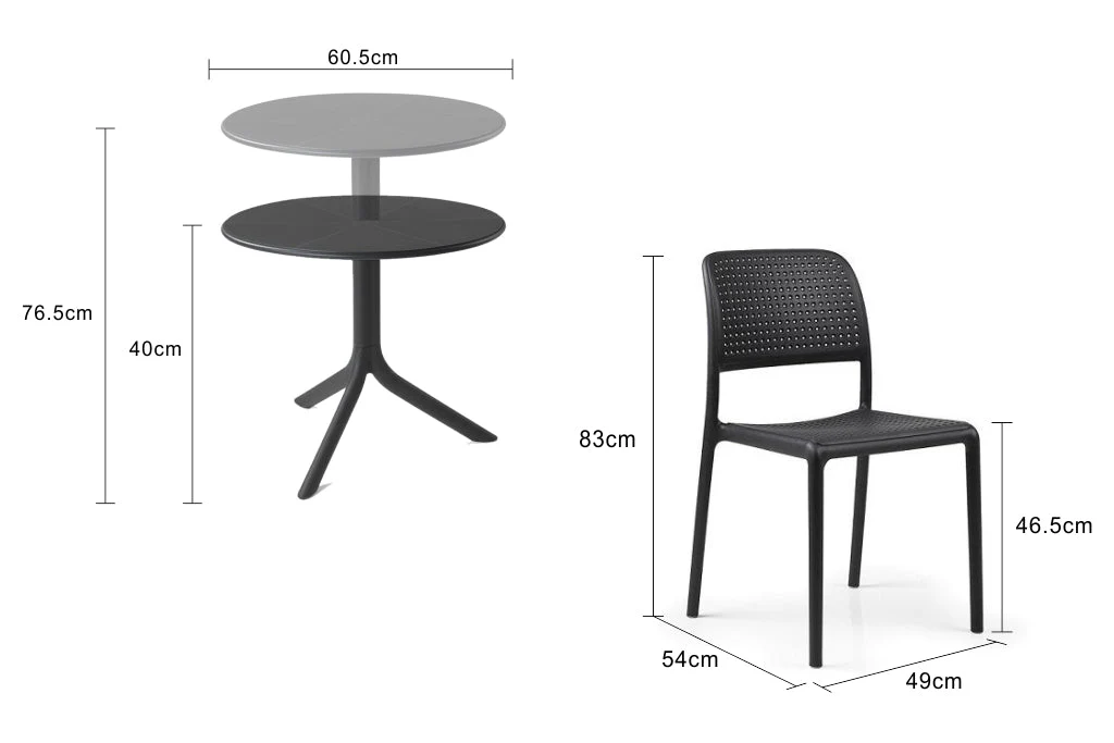 Nardi Spritz Table Bora Armless Chair Outdoor Balcony Setting - Image 6