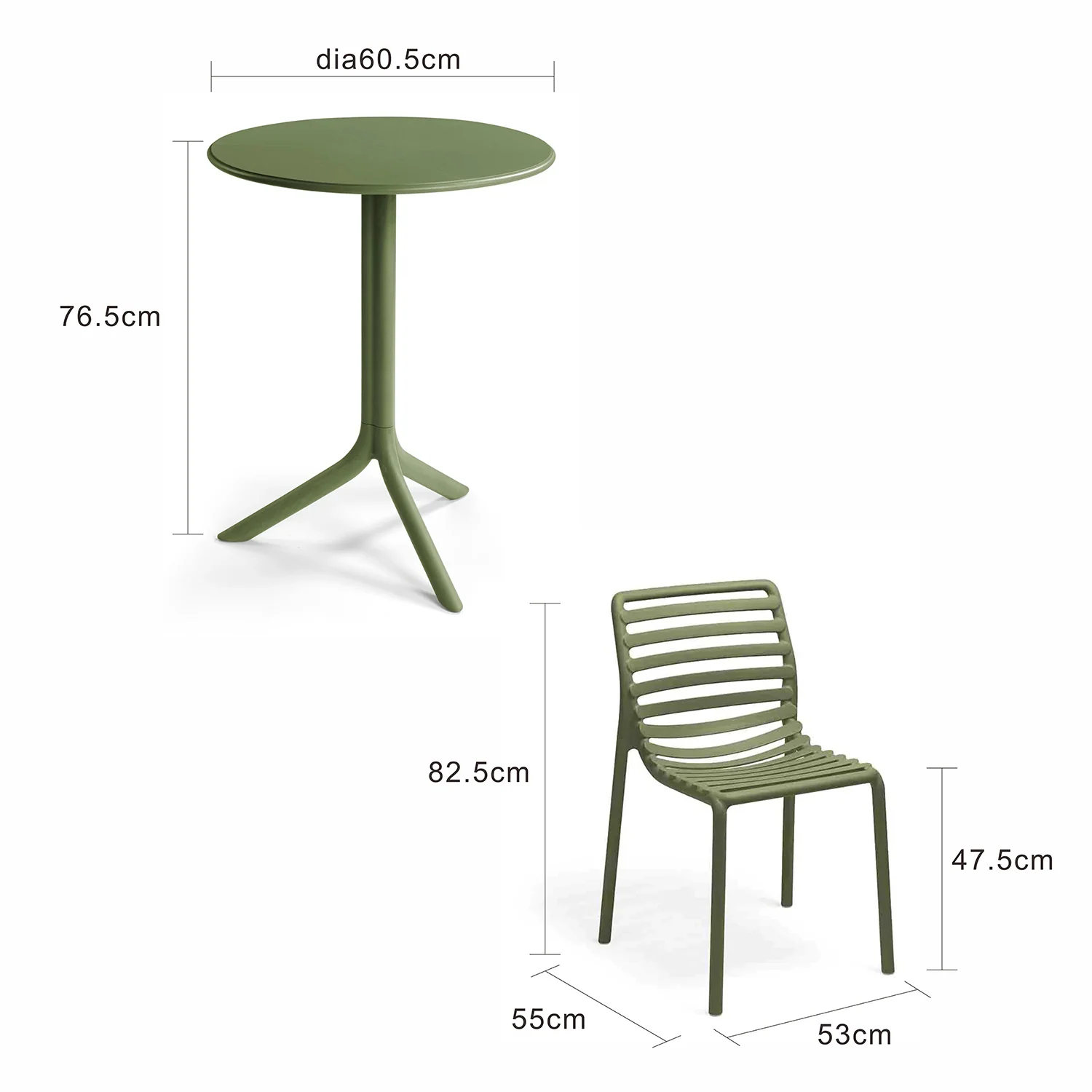 Nardi Spritz Table Doga Armless Chair Outdoor Balcony Setting - Image 11