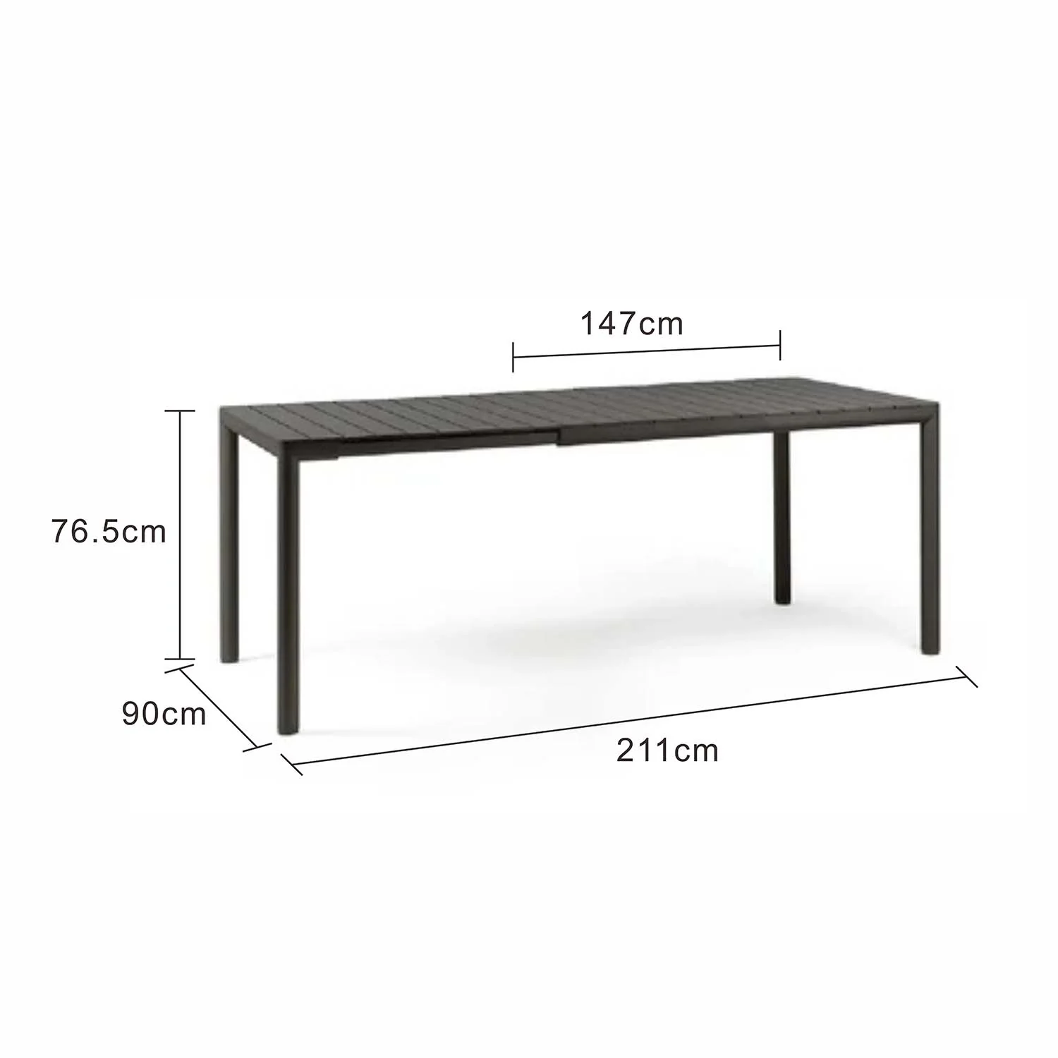 Nardi Tevere Outdoor Resin Extension Dining Table 147/211x90 cm - Image 6