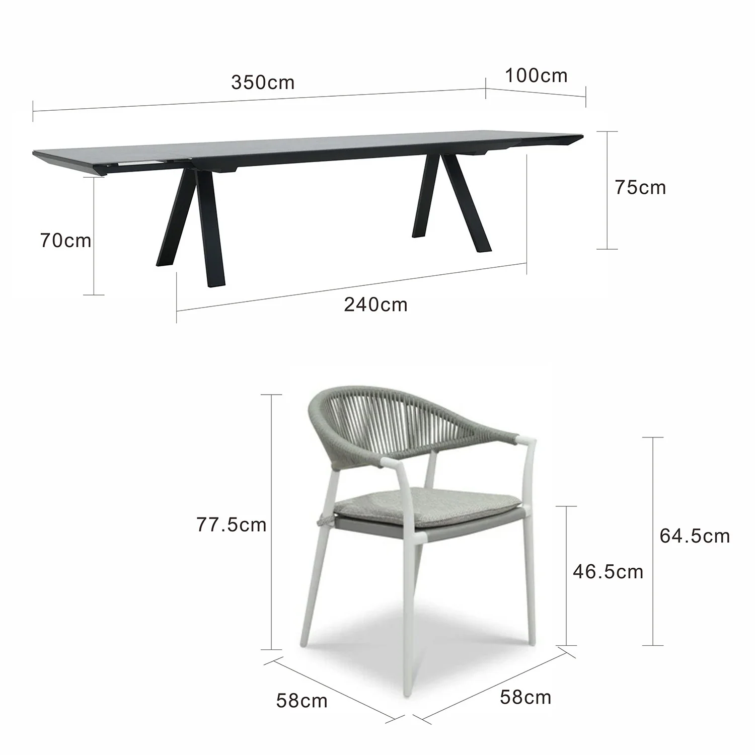 Neverland II Extension Table Windsor Chair Outdoor Dining Setting - Image 7