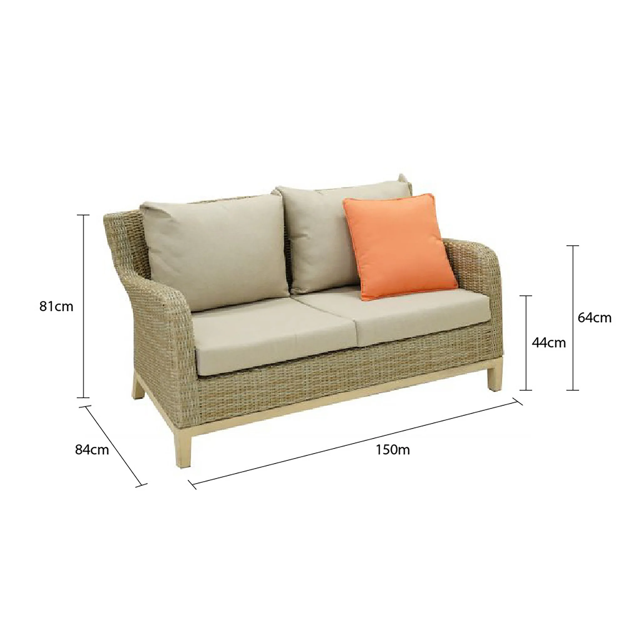 Noosa 2 Seater Outdoor Wicker Lounge - Image 6