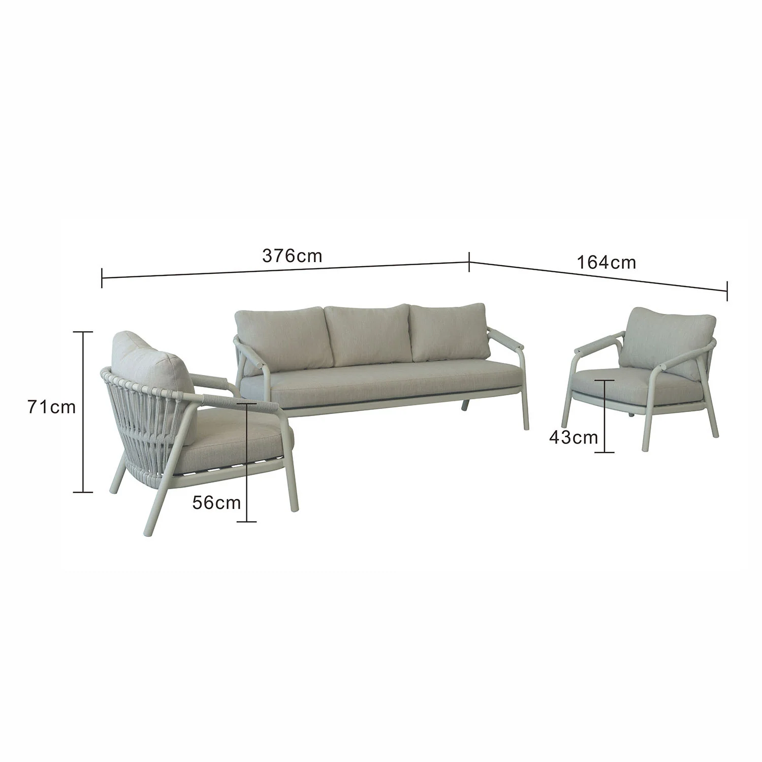 Oakland 5 Seater Rope Outdoor Lounge - Image 9