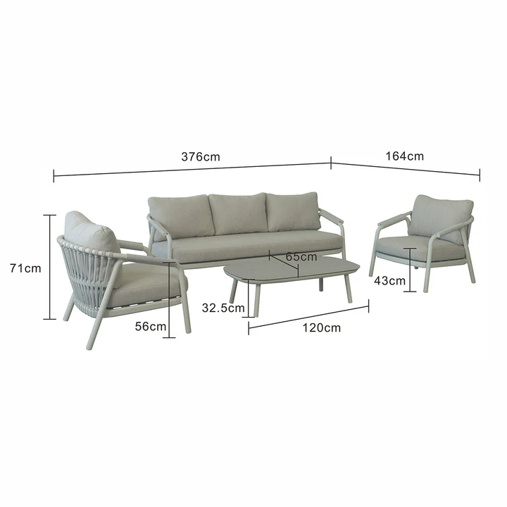 Oakland 5 Seater Rope Outdoor Lounge with Coffee Table 120 cm - Image 12