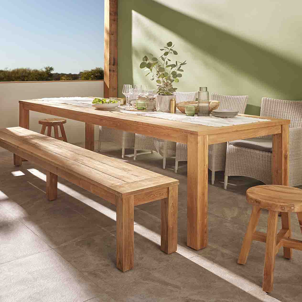 Polly Outdoor Recycled Teak Bench 220 cm - Image 4