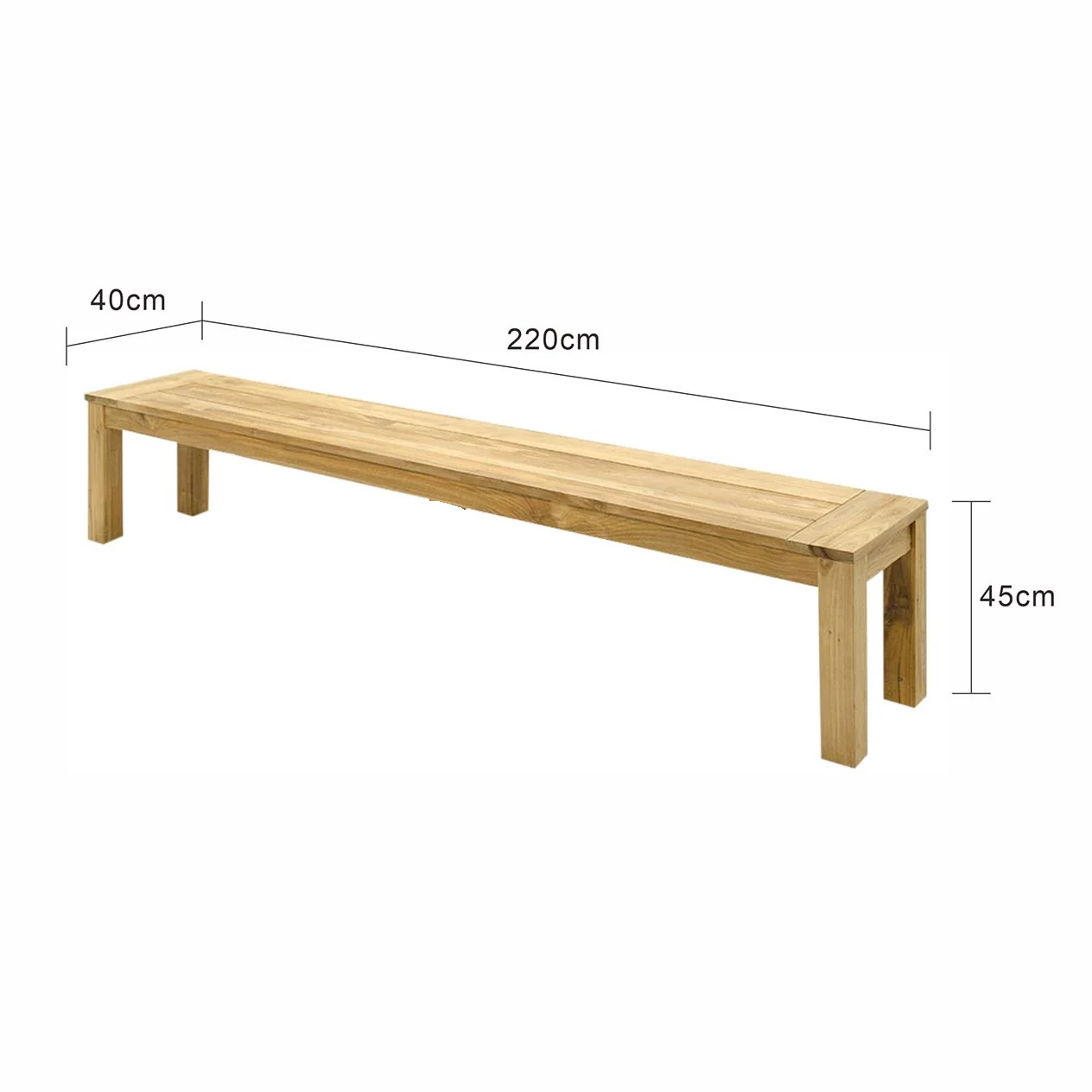 Polly Outdoor Recycled Teak Bench 220 cm - Image 5