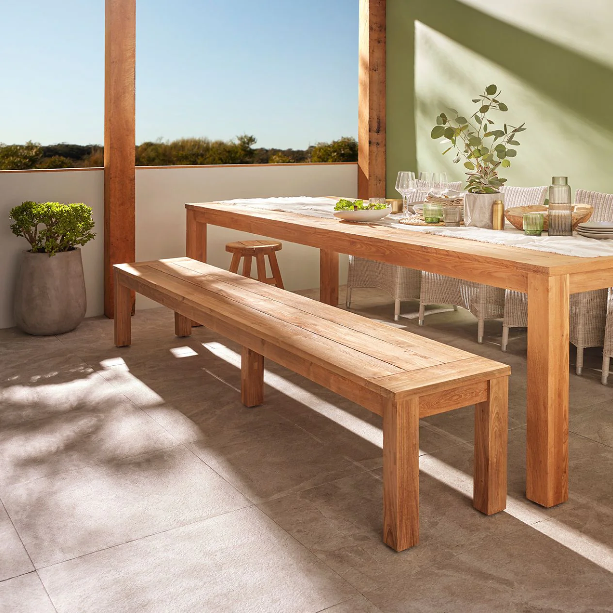 Polly Outdoor Recycled Teak Bench 220 cm - Image 6