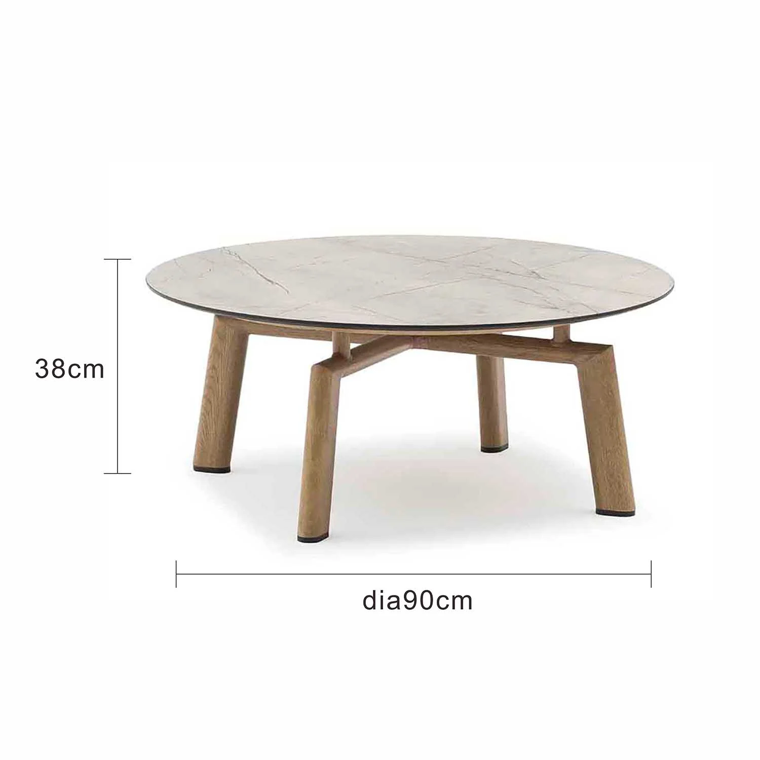Regina Outdoor Aluminium Round Coffee Table with High-pressure Laminate Top 90 cm - Image 5