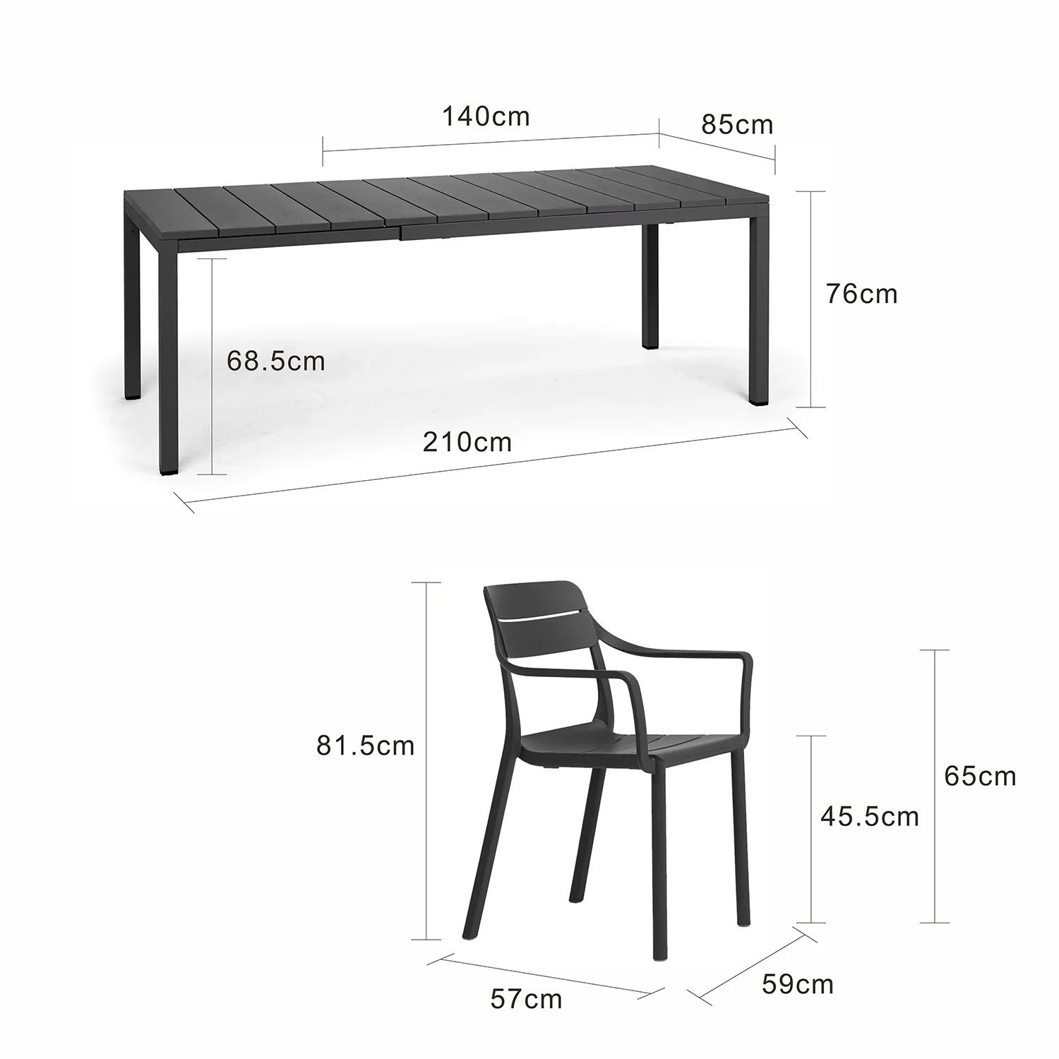Nardi Rio 140 cm Resin Table Cassia Armchair Outdoor Dining Setting - Image 13