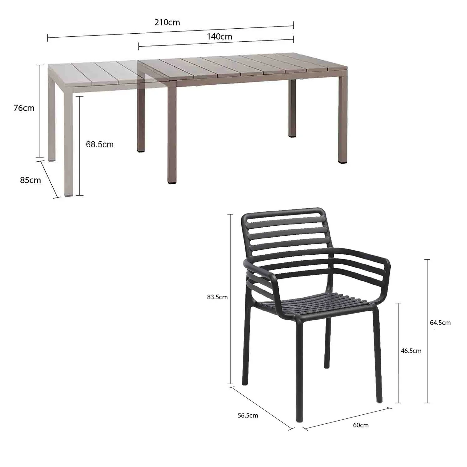 Nardi Rio Table Doga Dining Chair Outdoor Dining Setting - Image 5