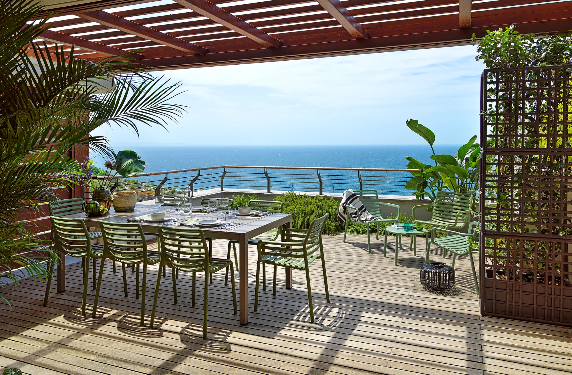 Nardi Rio 140 cm Aluminium Table Doga Armless Chair Outdoor Dining Setting - Image 3