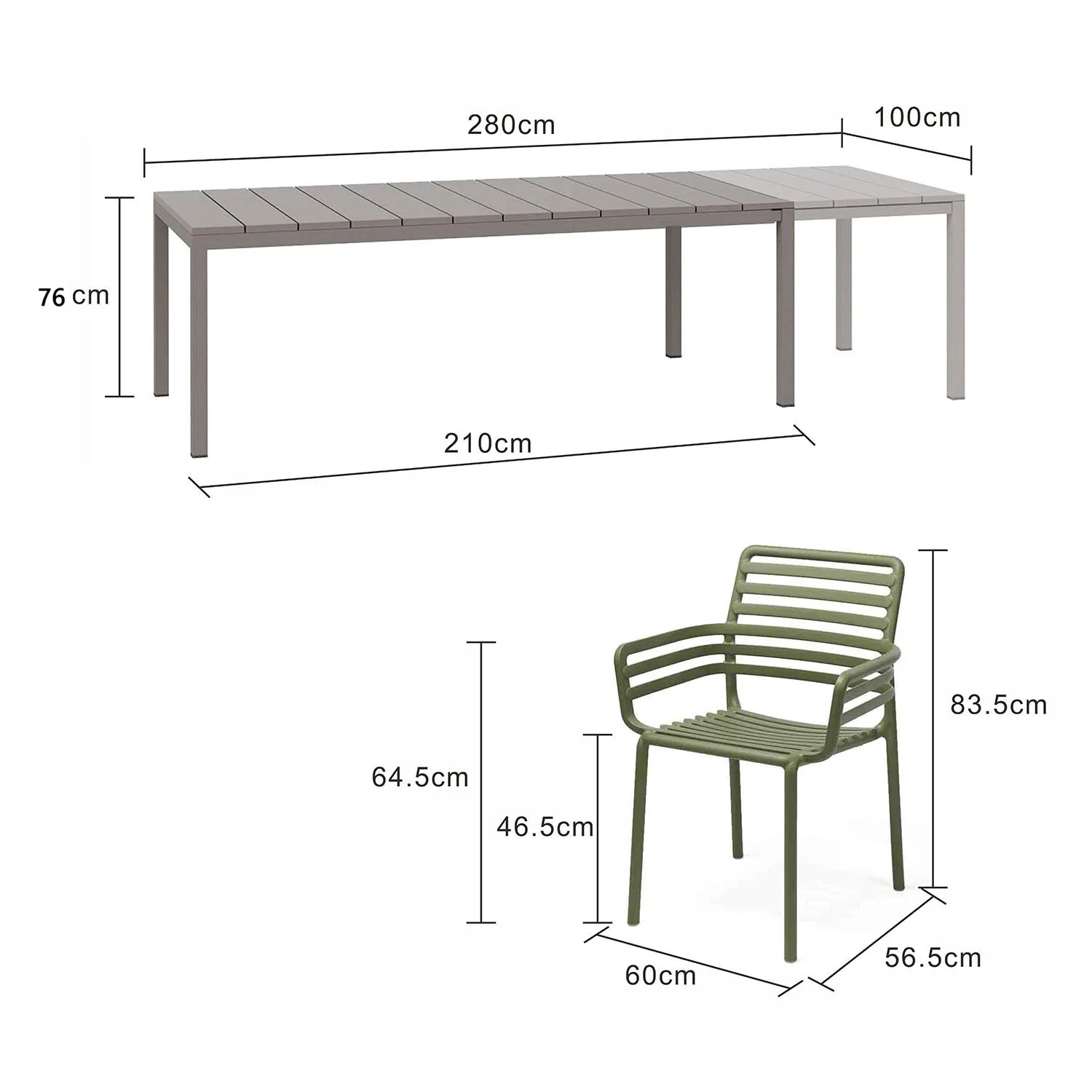 Nardi Rio 210 cm Aluminium Table Doga Dining Chair Outdoor Dining Setting - Image 5