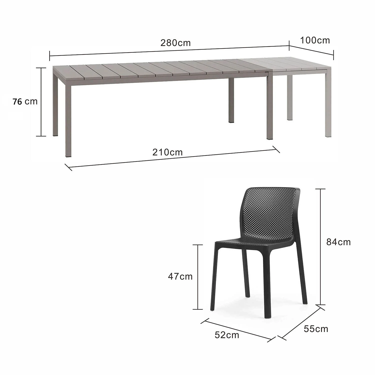 Nardi Rio Table Bit Chair Outdoor Dining Setting - Image 3