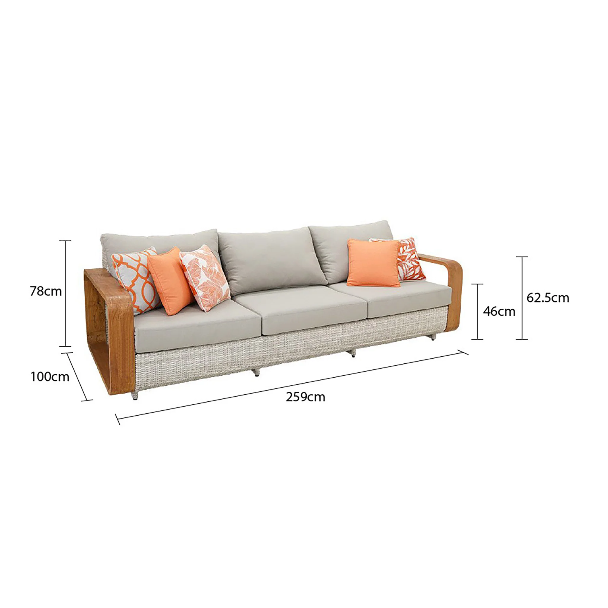 Rossland 3 Seater Outdoor Wicker Lounge - Image 9