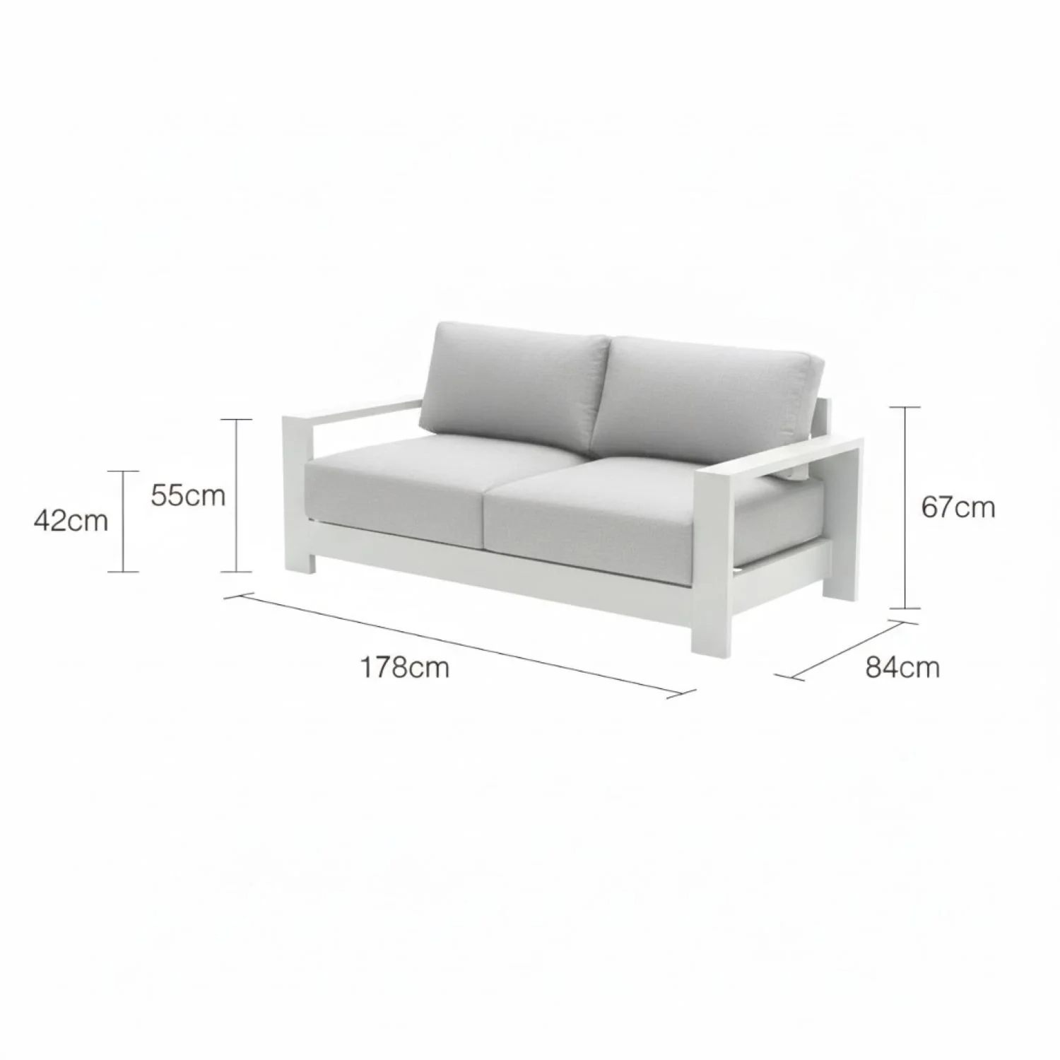 Skyline 2 Seater Outdoor Aluminium Lounge - Image 4