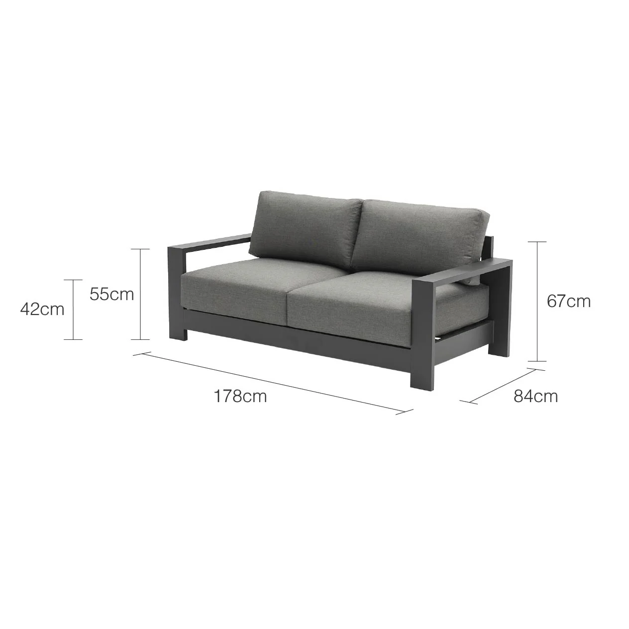 Skyline 2 Seater Outdoor Aluminium Lounge - Image 14