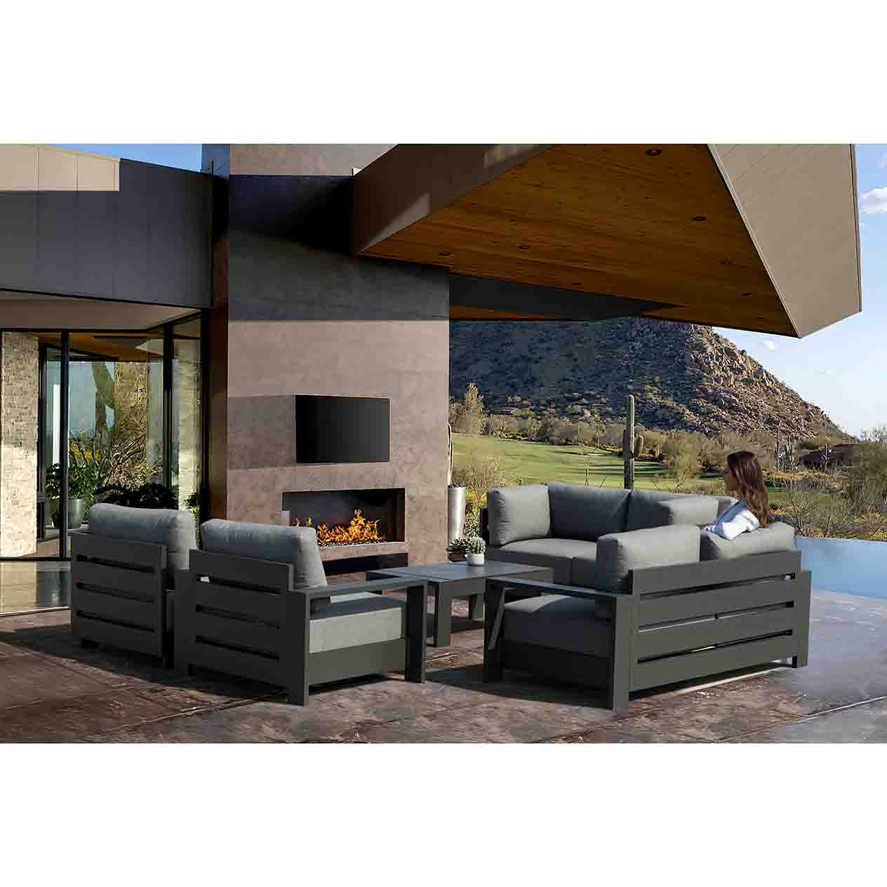 Skyline 2 Seater Outdoor Aluminium Lounge - Image 8