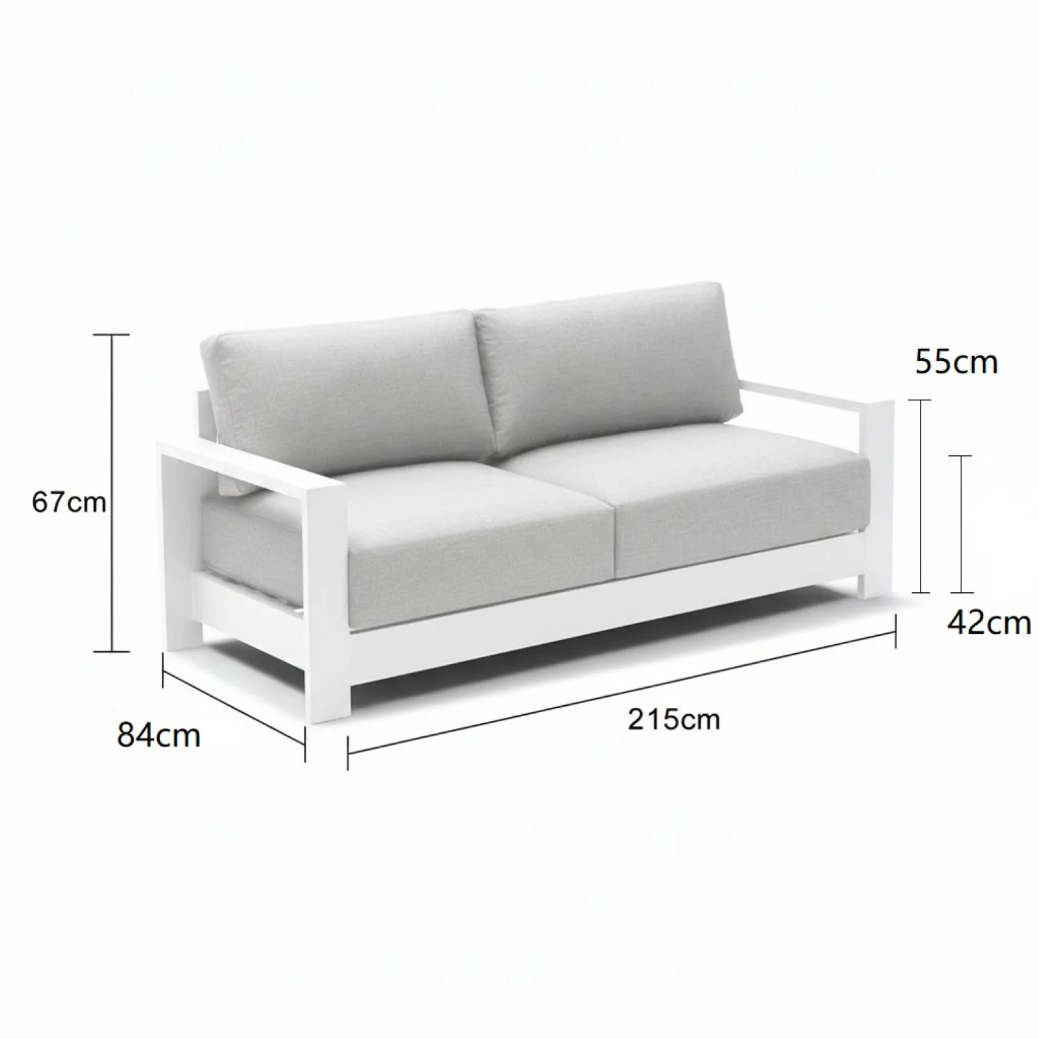 Skyline 3 Seater Outdoor Aluminium Lounge - Image 4