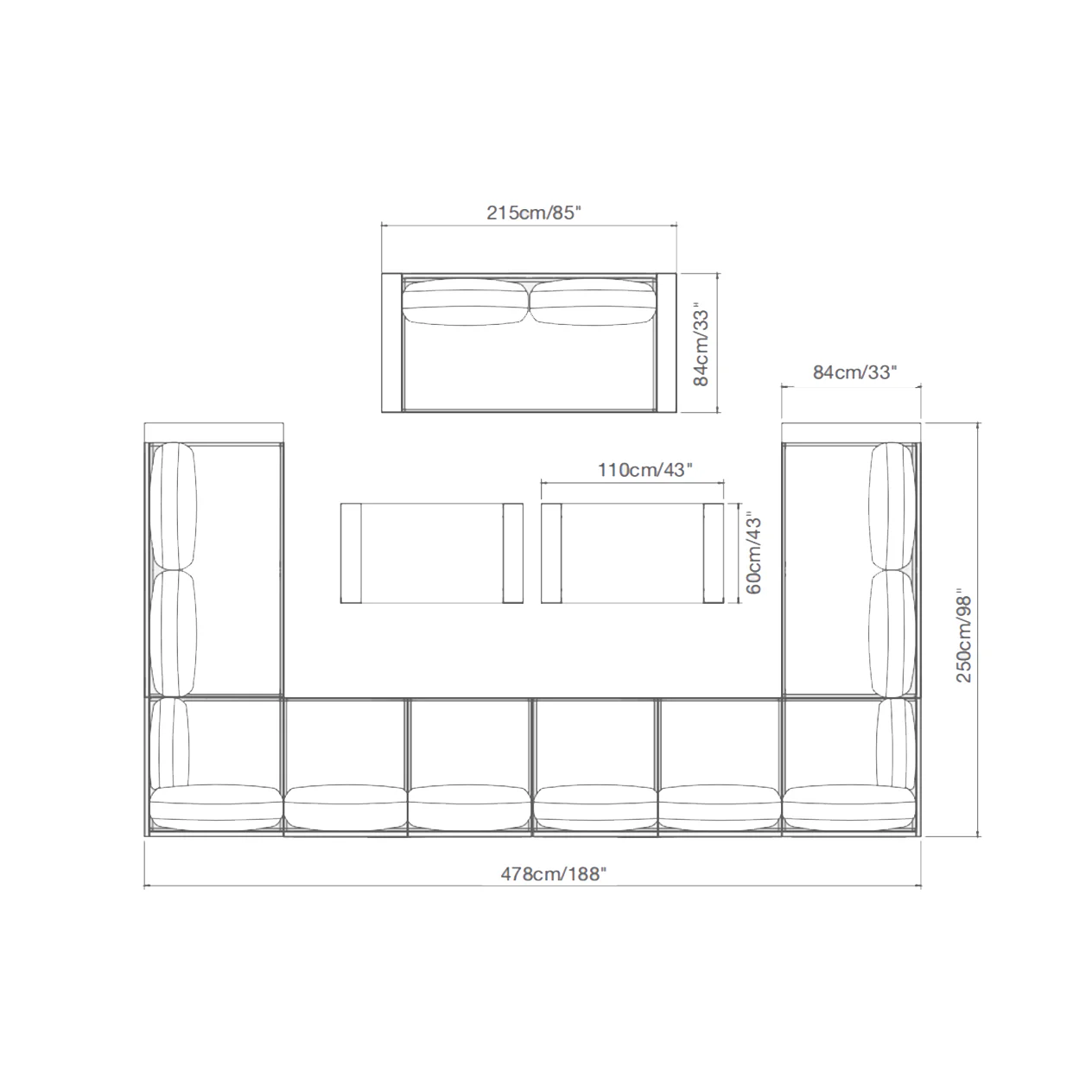 Skyline 4 Seater Aluminium Outdoor Modular Lounge Setting with Coffee Table - Image 18