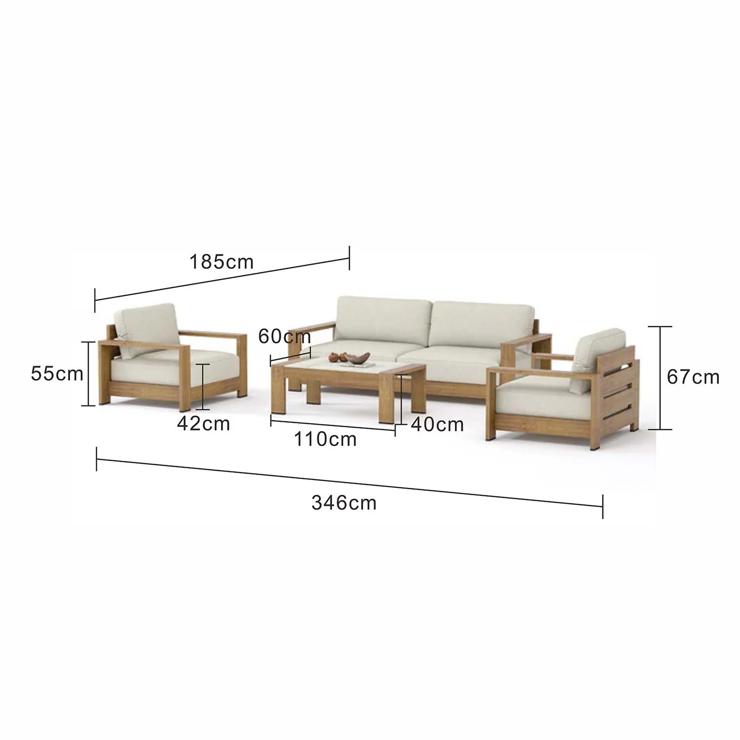 Skyline 4 Seater Outdoor Aluminium Lounge Setting With Coffee Table - Image 19