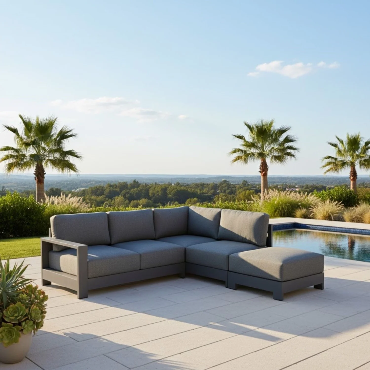 Skyline 5 Seater Aluminium Outdoor Modular Lounge Setting - Image 2