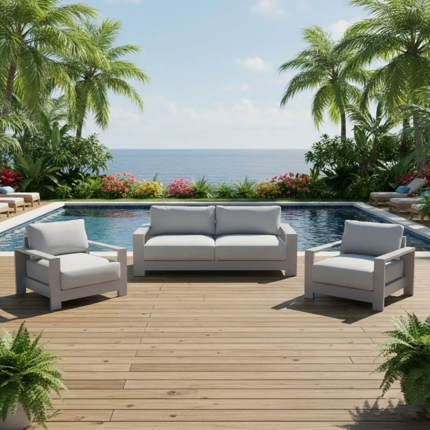 Skyline 5 Seater Outdoor Aluminium Lounge Setting - Image 2