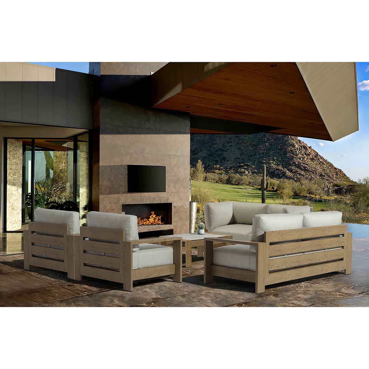 Skyline Outdoor Aluminium Ottoman - Image 2