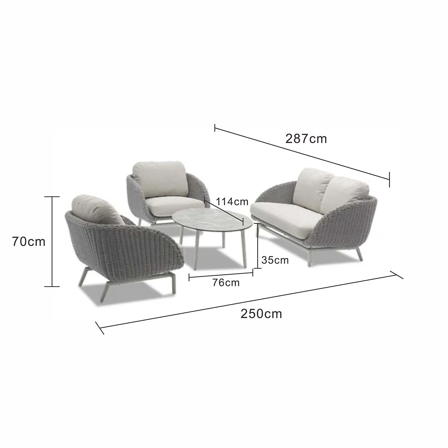 Sorrento Outdoor 5 Seater Lounge Setting With Coffee Table - Image 5
