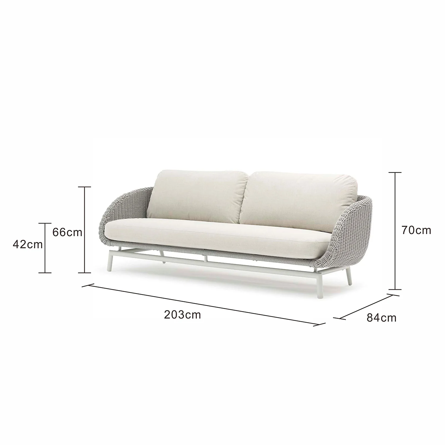 Sorrento Outdoor Rope 3 Seater Lounge - Image 5