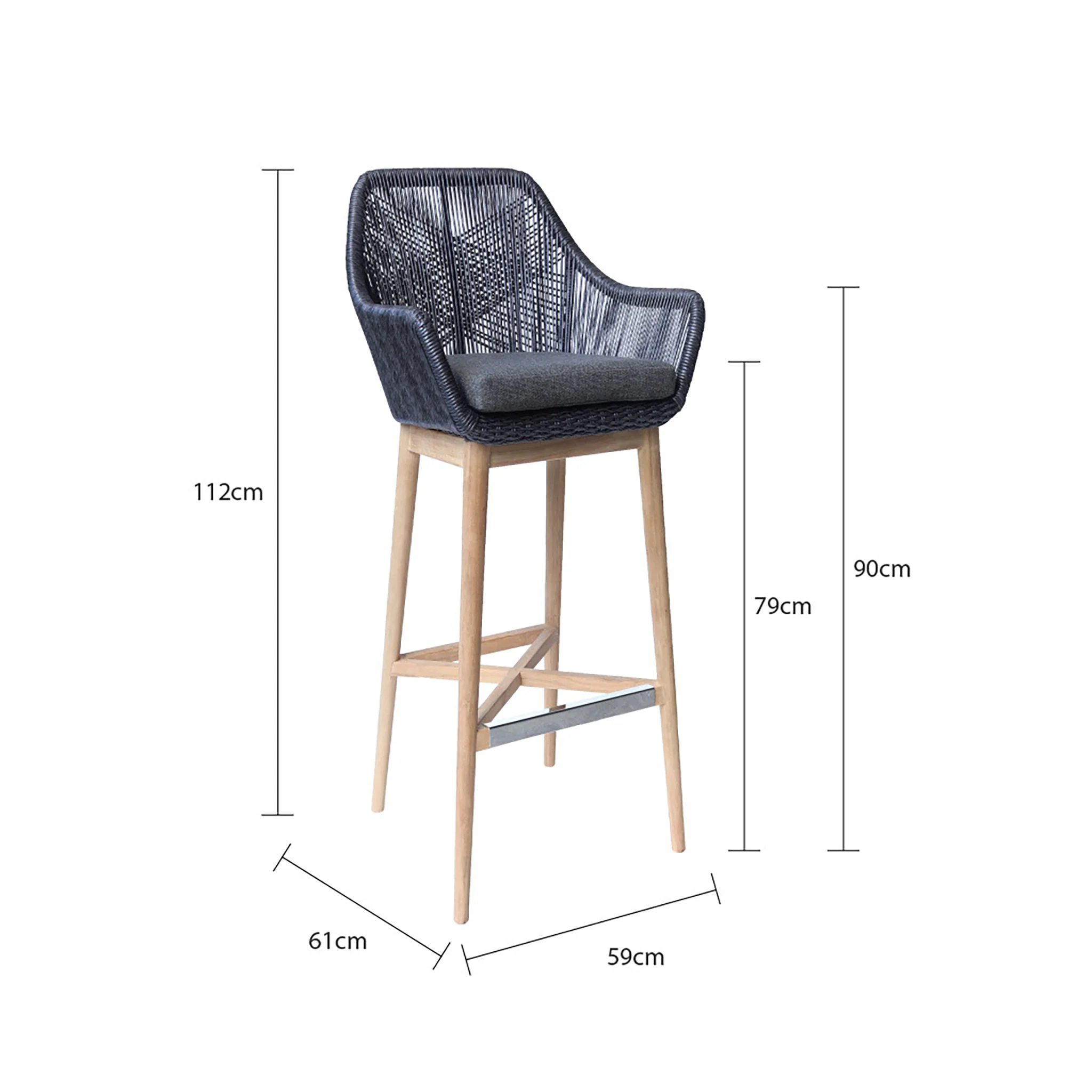 String Outdoor Wicker Bar Stool - Image 16