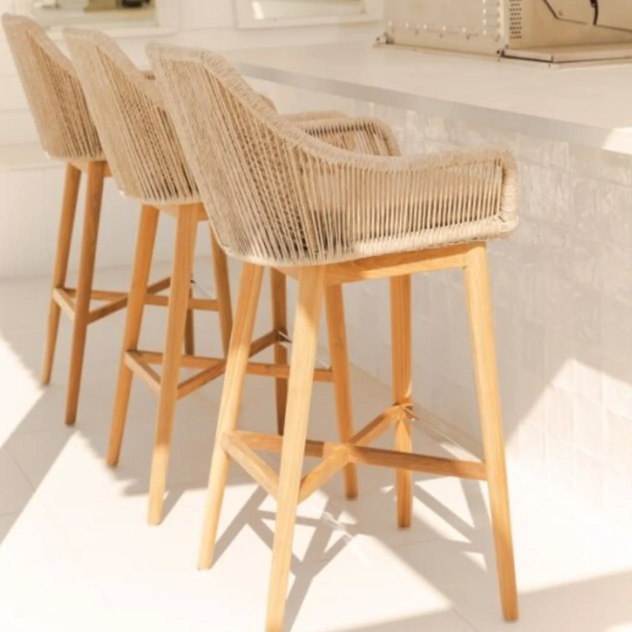String Outdoor Wicker Bar Stool - Image 3
