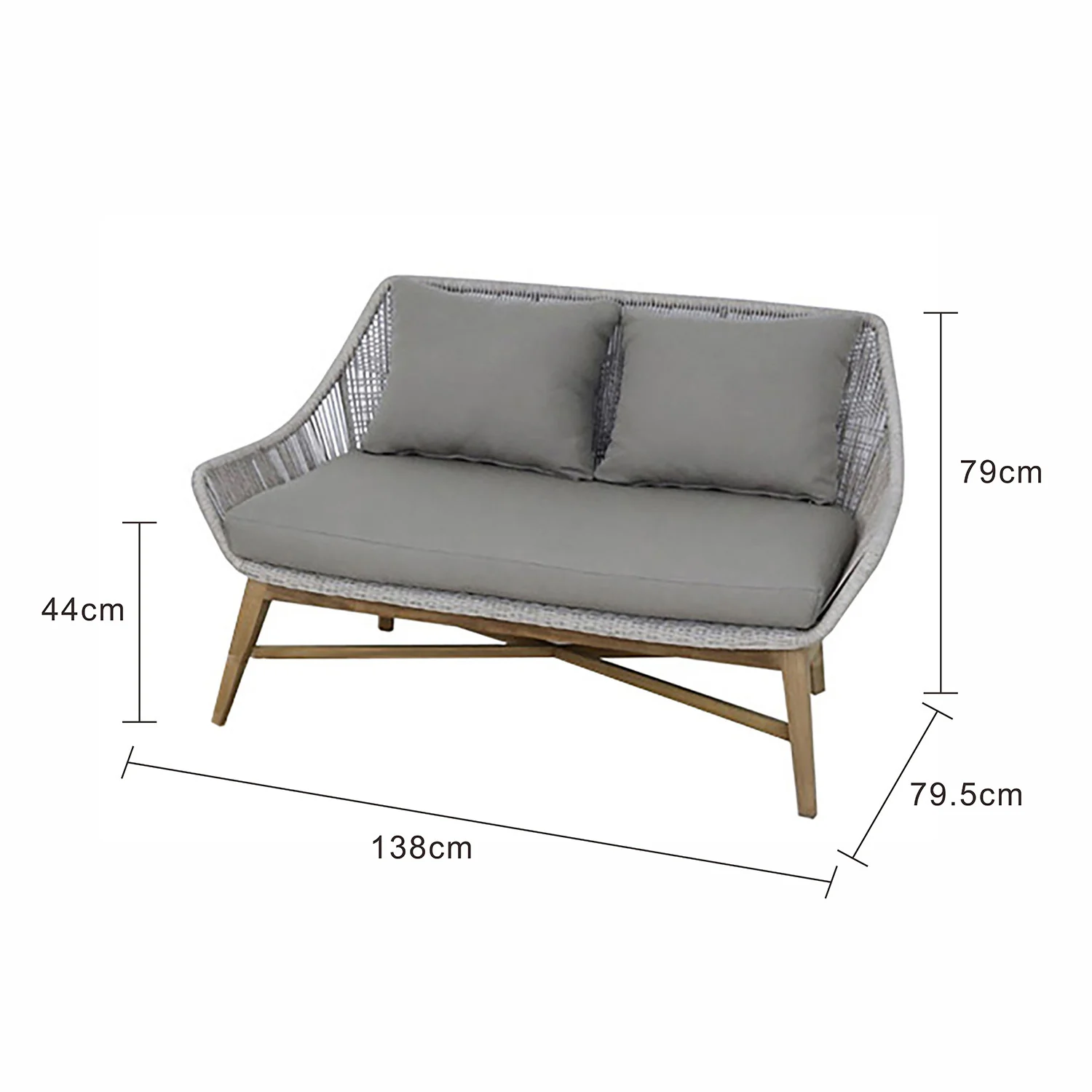 String Teak Outdoor 2 Seater Lounge - Image 4